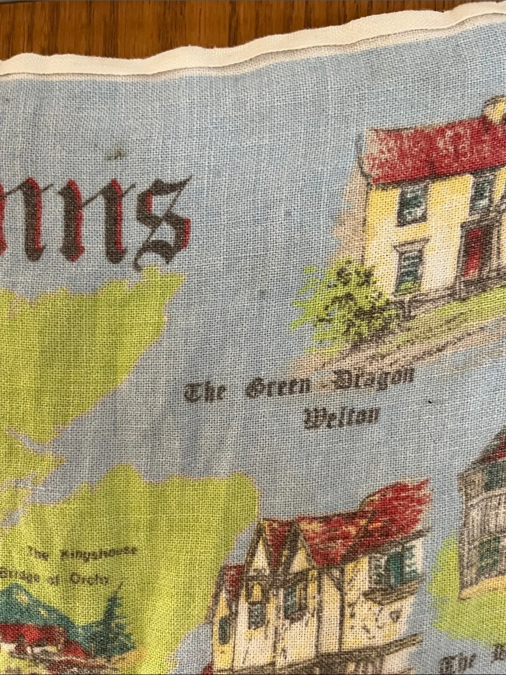 Vintage Ulster Weavers Linen Tea Towel “Old Inns” Made in Ireland - RARE